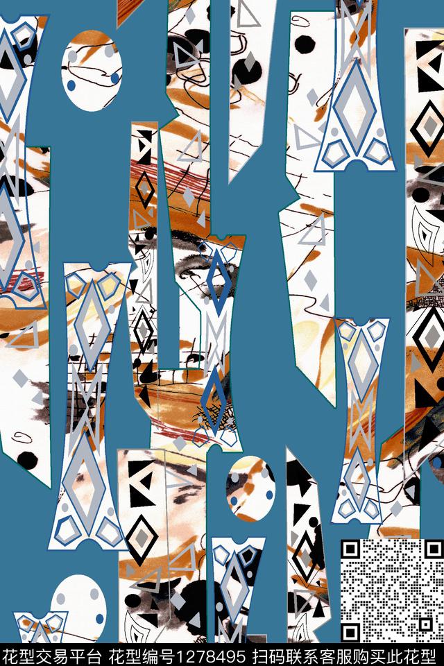 几何男装大牌风数码印花华亿平台下载（图片编号: 1278495） - 瓦栏（Walan）