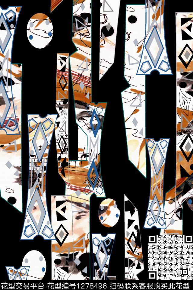 几何男装大牌风数码印花华亿平台下载（图片编号: 1278496） - 瓦栏（Walan）