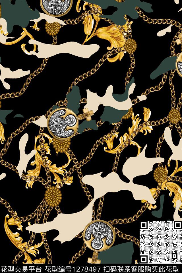 男装大牌风链条数码印花华亿平台下载（图片编号: 1278497） - 瓦栏（Walan）