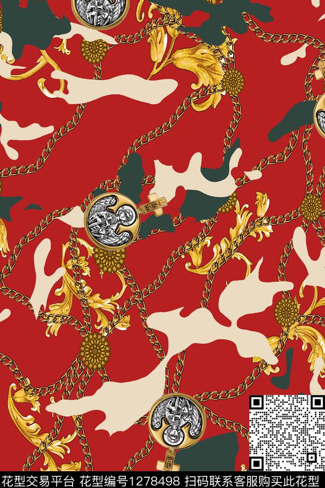 男装大牌风链条数码印花华亿平台下载（图片编号: 1278498） - 瓦栏（Walan）