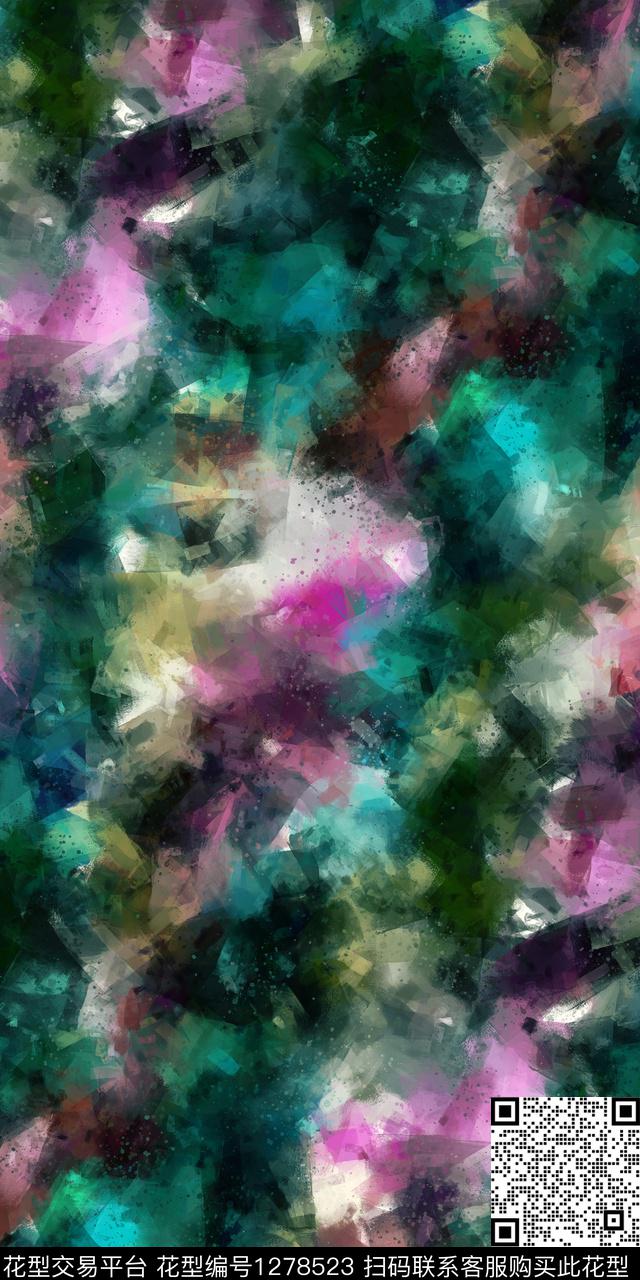 抽象手绘油画印象派数码印花华亿平台下载（图片编号: 1278523） - 瓦栏（Walan）