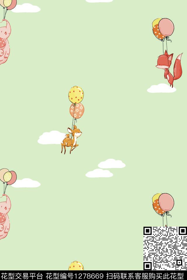 卡通动物气球卡通传统印花华亿平台下载（图片编号: 1278669） - 瓦栏（Walan）