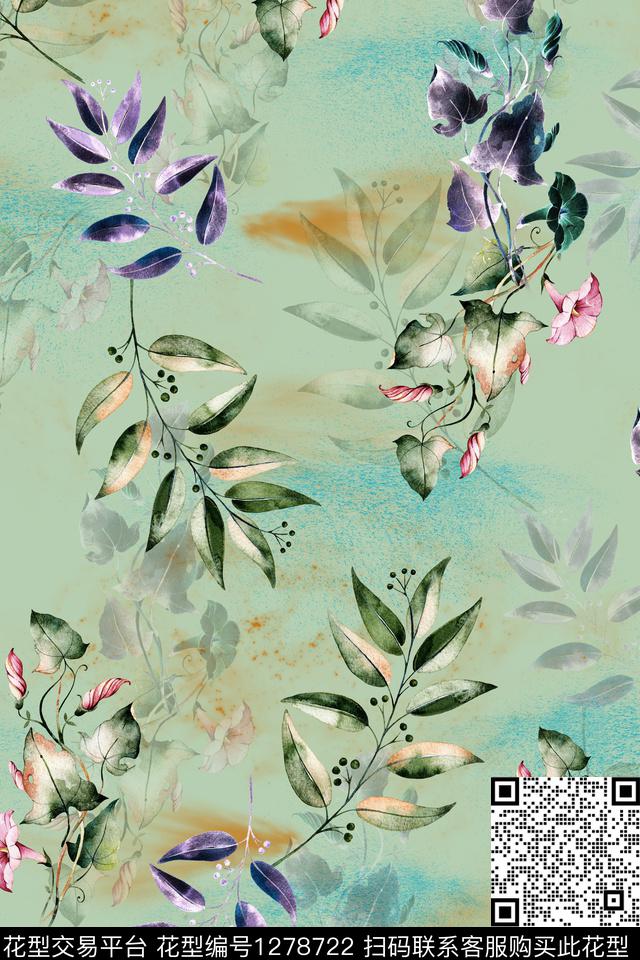 女装连衣裙花卉数码印花华亿平台下载（图片编号: 1278722） - 瓦栏（Walan）