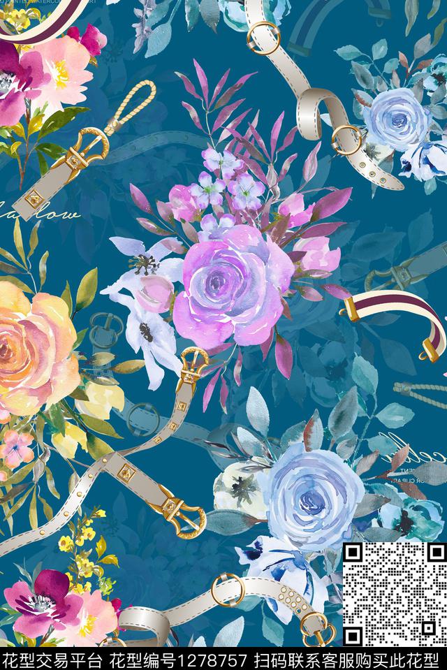 连衣裙花卉旗袍数码印花华亿平台下载（图片编号: 1278757） - 瓦栏（Walan）