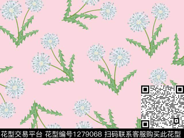 蒲公英小清新花卉卡通花卉传统印花华亿平台下载（图片编号: 1279068） - 瓦栏（Walan）
