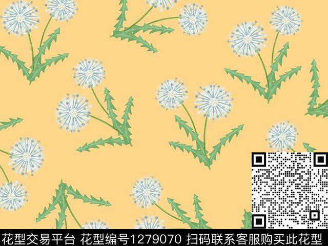 蒲公英小清新花卉卡通花卉数码印花华亿平台下载（图片编号: 1279070） - 瓦栏（Walan）