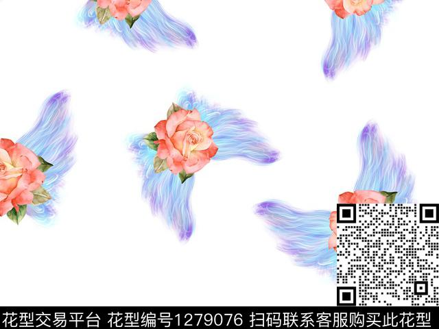 花心天使玫瑰天使天使的翅膀数码印花华亿平台下载（图片编号: 1279076） - 瓦栏（Walan）