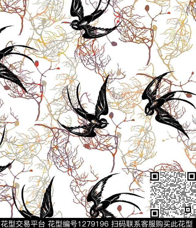 花鸟传统印花华亿平台下载（图片编号: 1279196） - 瓦栏（Walan）