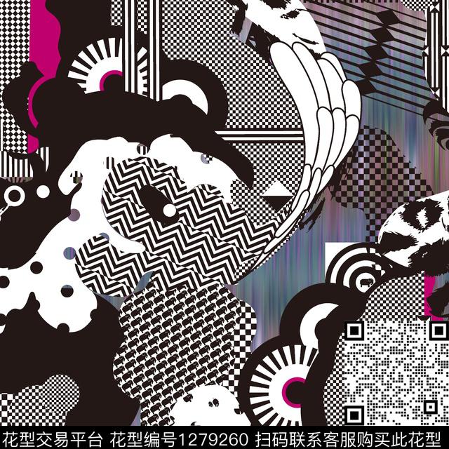 几何花卉大牌风传统印花华亿平台下载（图片编号: 1279260） - 瓦栏（Walan）