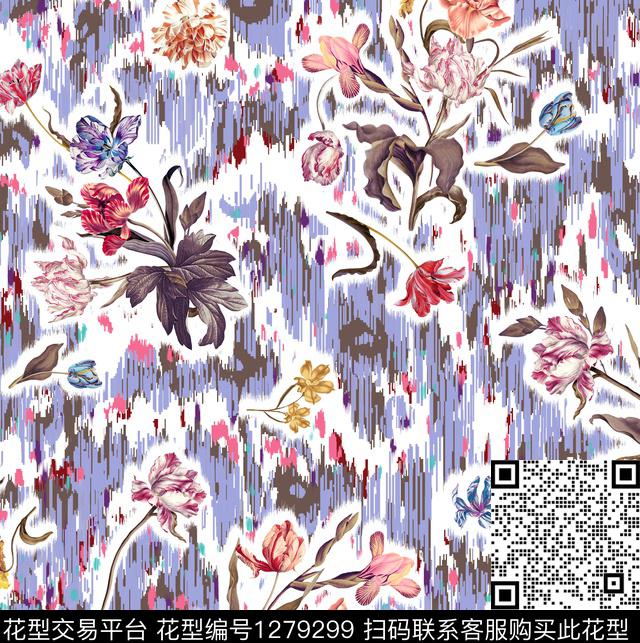 复古油画花卉标本花卉虚化风化数码印花华亿平台下载（图片编号: 1279299） - 瓦栏（Walan）