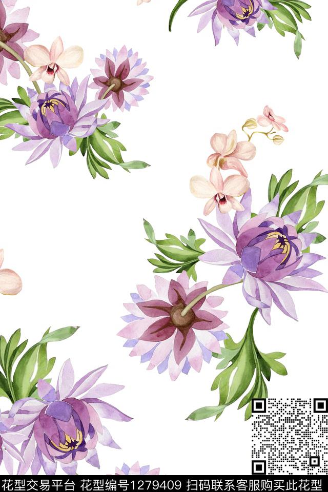 花卉大牌风小碎花数码印花华亿平台下载（图片编号: 1279409） - 瓦栏（Walan）