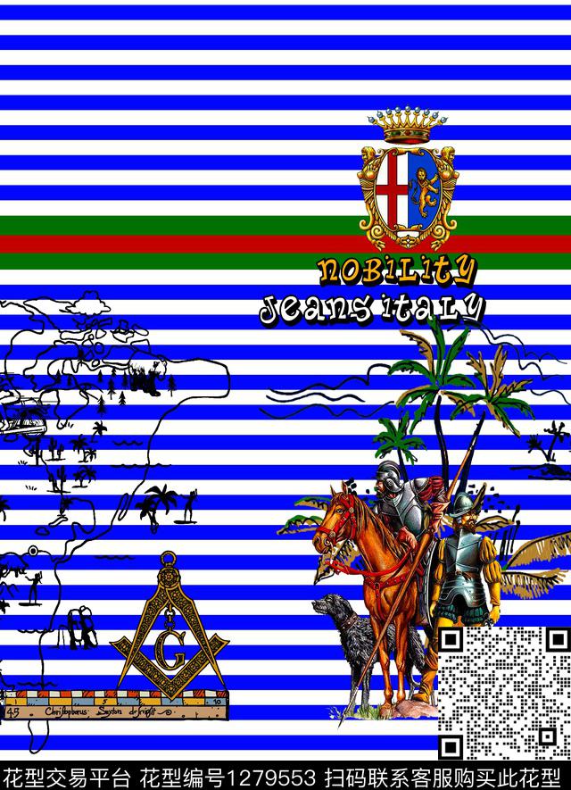 色彩简条海航地图手绘椰树数码印花华亿平台下载（图片编号: 1279553） - 瓦栏（Walan）