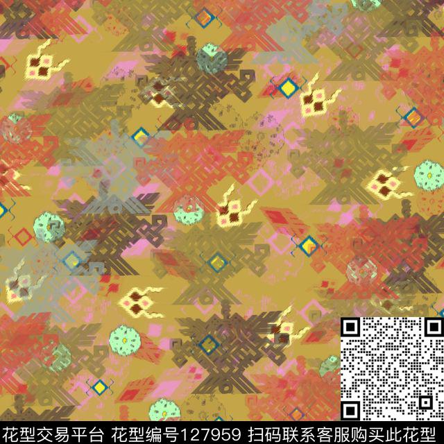 几何平面纹样数码印花华亿平台下载（图片编号: 127959） - 瓦栏（Walan）