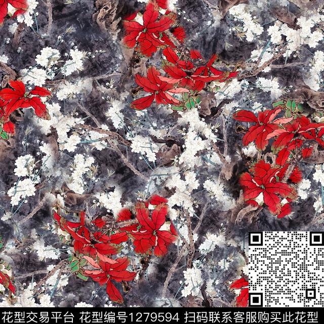 香云纱旗袍中老年数码印花华亿平台下载（图片编号: 1279594） - 瓦栏（Walan）