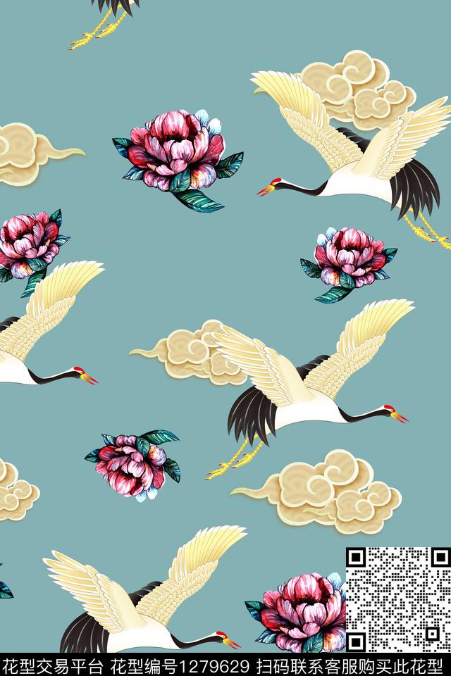 女装连衣裙花卉数码印花华亿平台下载（图片编号: 1279629） - 瓦栏（Walan）