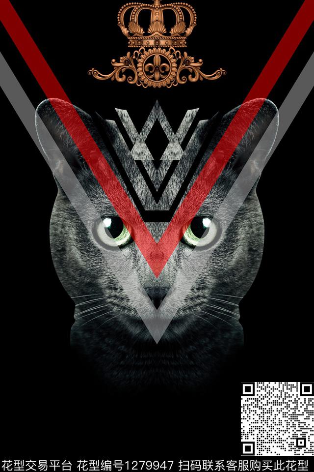 动物猫卡通数码印花华亿平台下载（图片编号: 1279947） - 瓦栏（Walan）