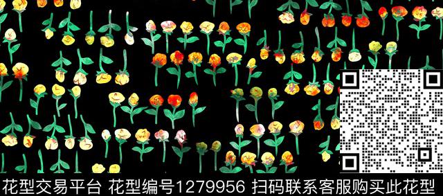 水彩花卉手绘数码印花华亿平台下载（图片编号: 1279956） - 瓦栏（Walan）