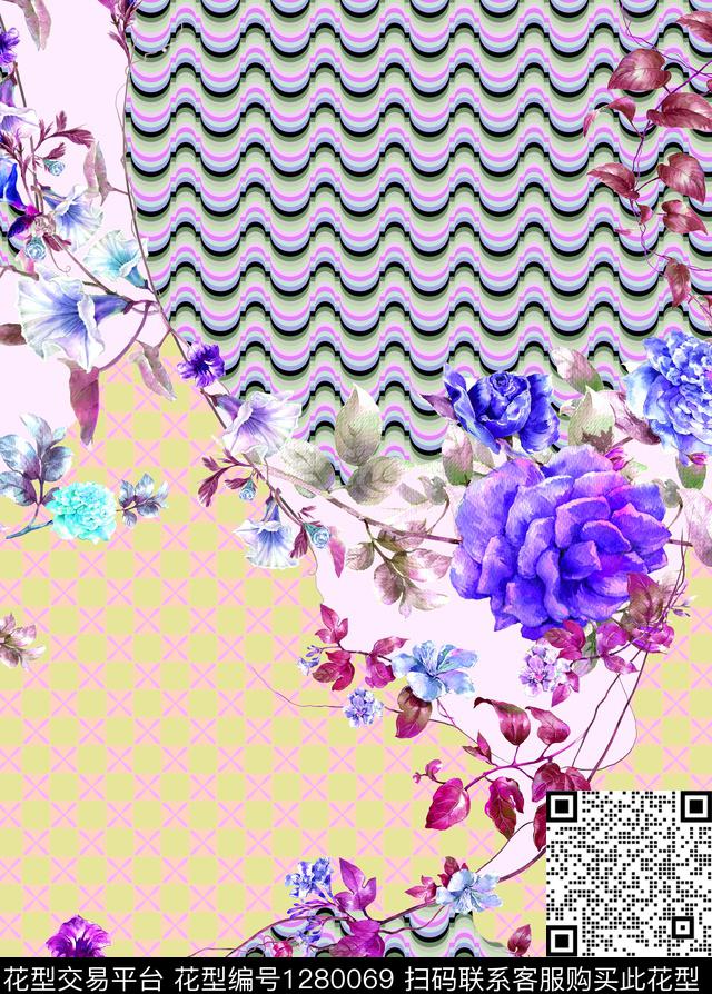 几何花卉小碎花数码印花华亿平台下载（图片编号: 1280069） - 瓦栏（Walan）