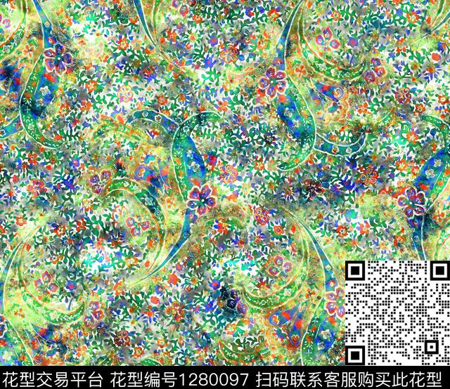 水彩花卉手绘数码印花华亿平台下载（图片编号: 1280097） - 瓦栏（Walan）