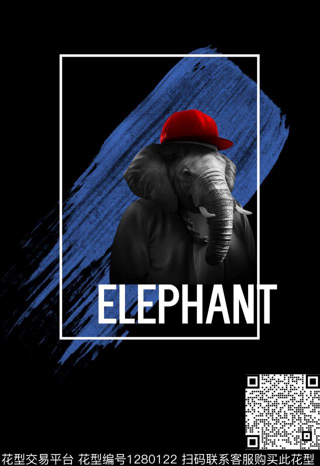 简约动物大象数码印花华亿平台下载（图片编号: 1280122） - 瓦栏（Walan）