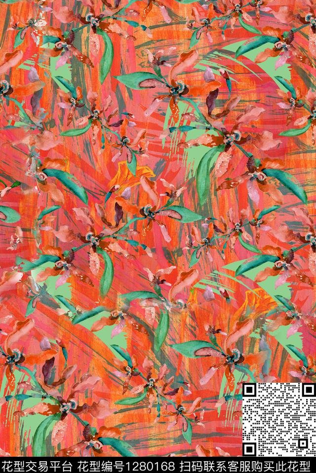 复古连衣裙肌理数码印花华亿平台下载（图片编号: 1280168） - 瓦栏（Walan）