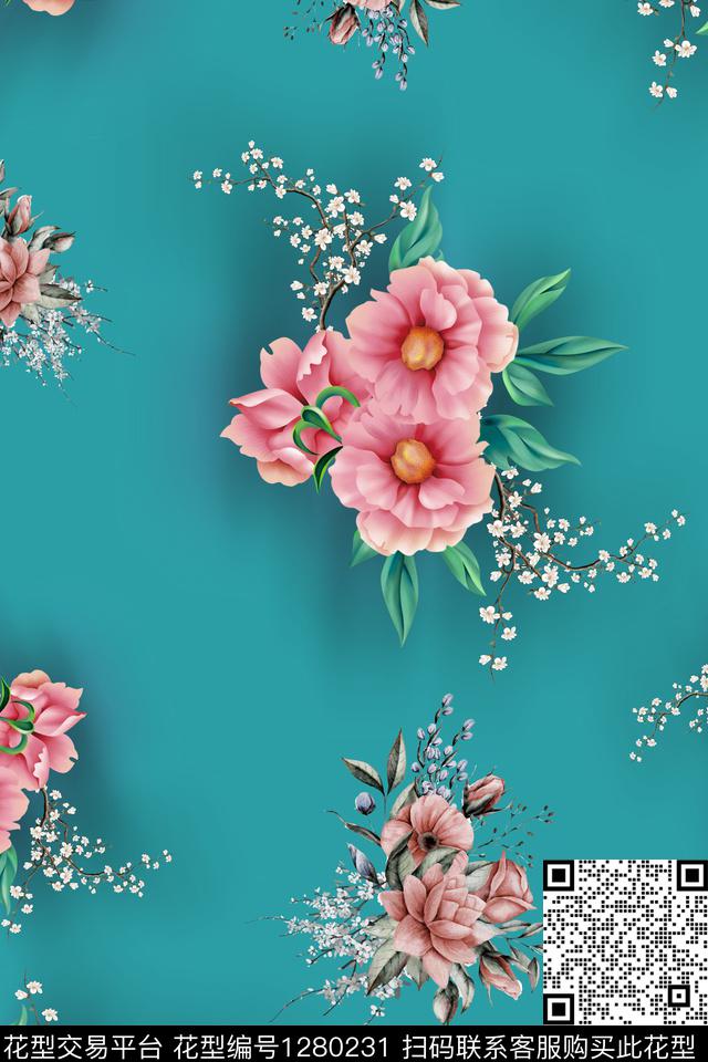 女装花卉中国风数码印花华亿平台下载（图片编号: 1280231） - 瓦栏（Walan）