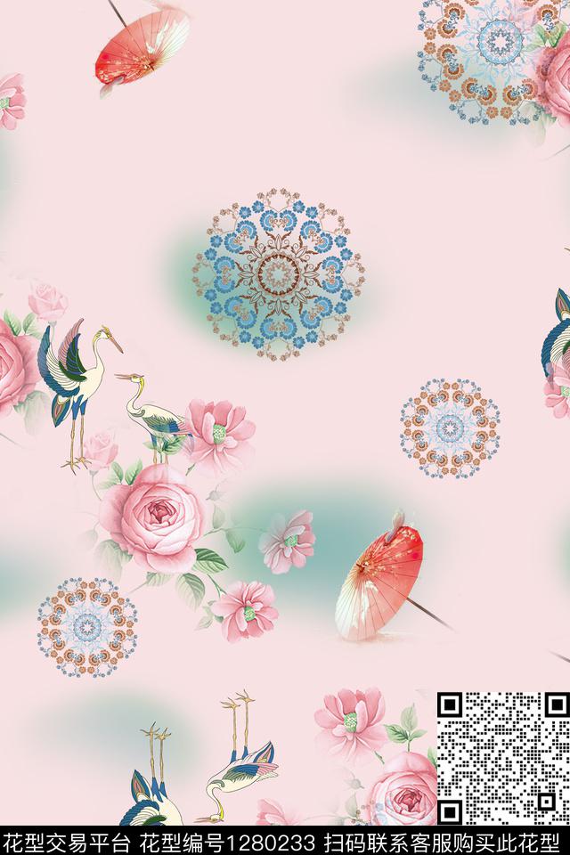 女装连衣裙花卉数码印花华亿平台下载（图片编号: 1280233） - 瓦栏（Walan）