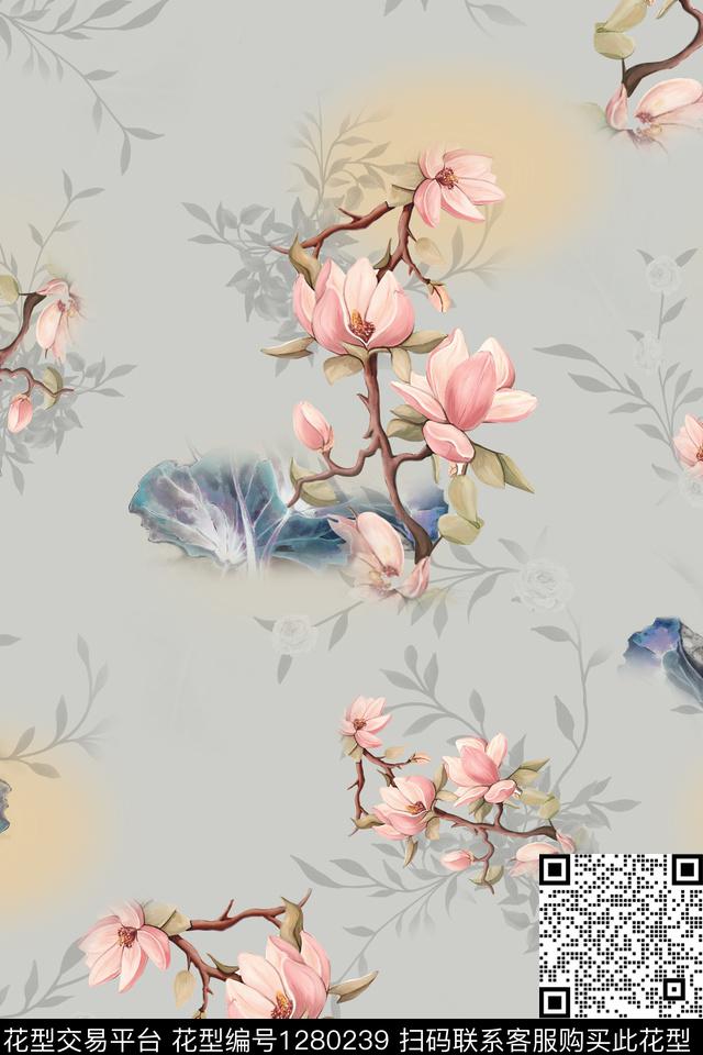 女装连衣裙花卉数码印花华亿平台下载（图片编号: 1280239） - 瓦栏（Walan）