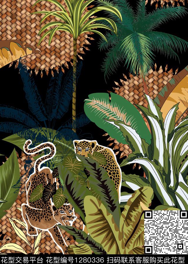 数码华亿平台绿植树叶热带华亿平台数码印花华亿平台下载（图片编号: 1280336） - 瓦栏（Walan）