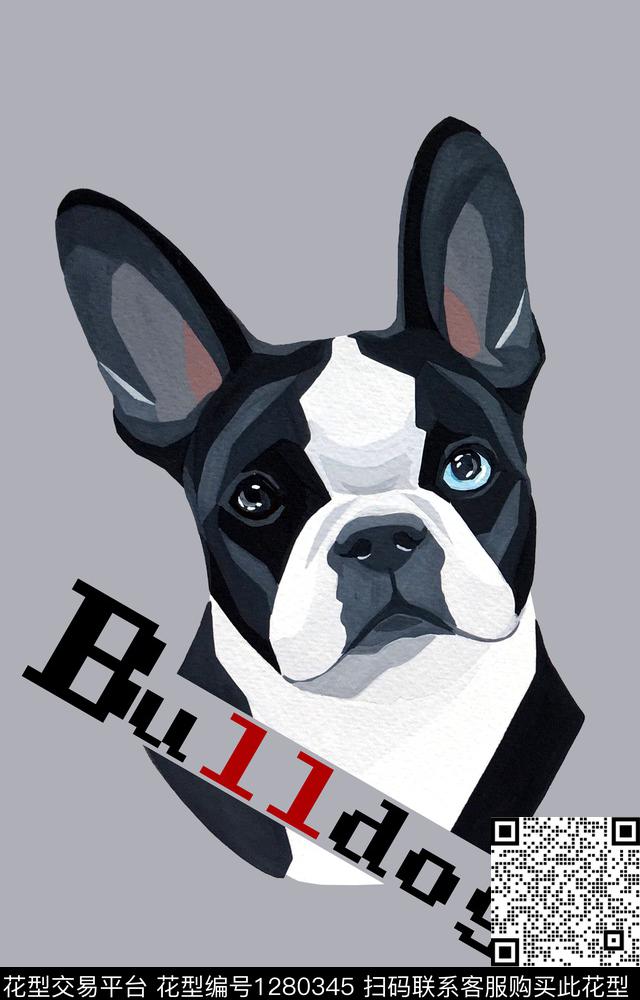 眼睛斗牛犬男装定位花数码印花华亿平台下载（图片编号: 1280345） - 瓦栏（Walan）