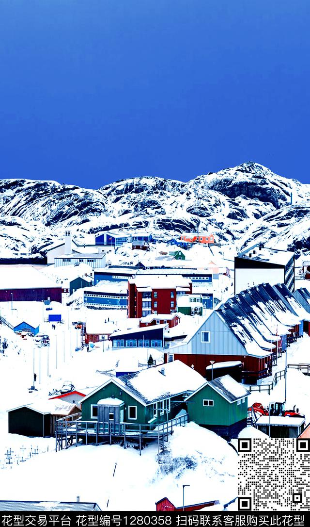 羽绒服雪山风景景观数码印花华亿平台下载（图片编号: 1280358） - 瓦栏（Walan）