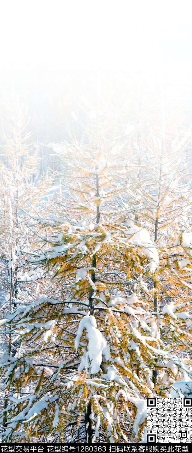 树枝羽绒服风景景观数码印花华亿平台下载（图片编号: 1280363） - 瓦栏（Walan）