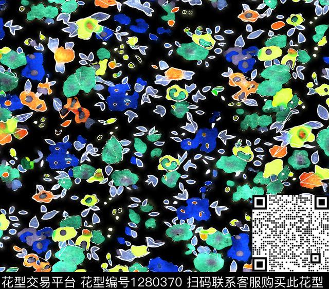 水彩花卉手绘数码印花华亿平台下载（图片编号: 1280370） - 瓦栏（Walan）