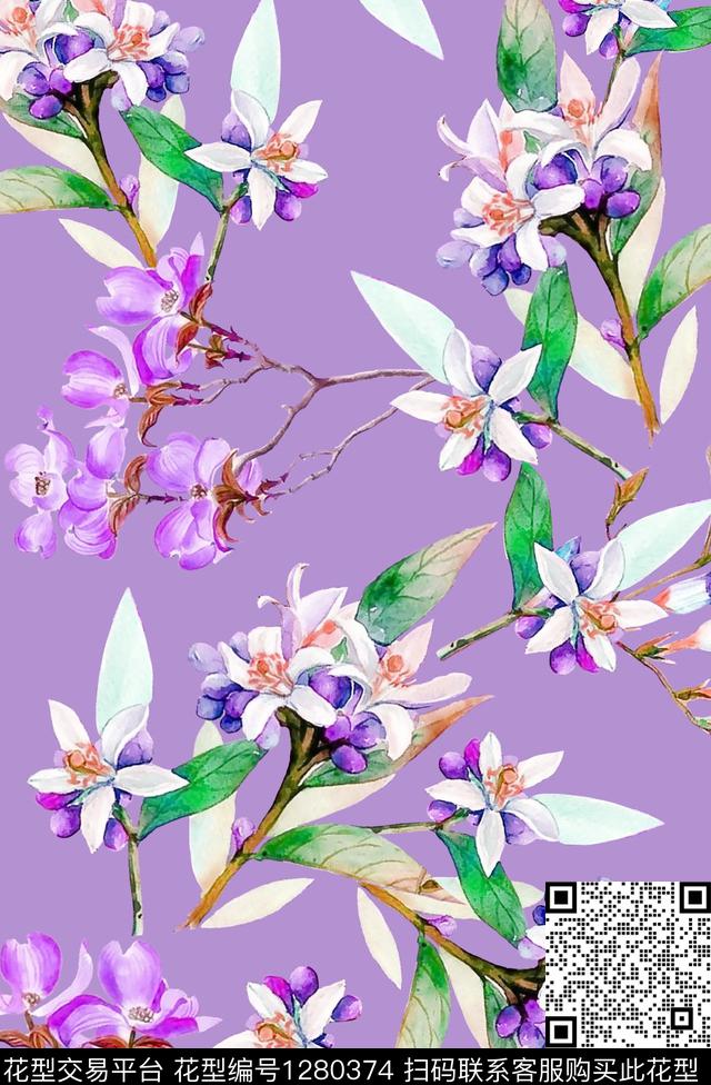 花卉绿植树叶大牌风数码印花华亿平台下载（图片编号: 1280374） - 瓦栏（Walan）