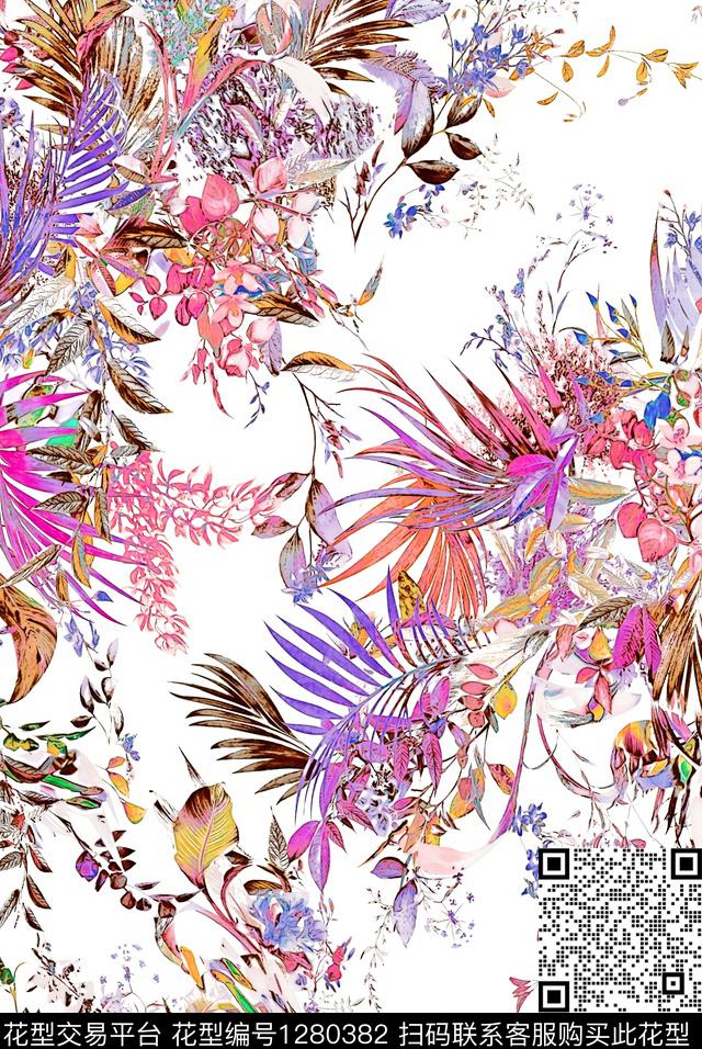 花卉手绘速写草图数码印花华亿平台下载（图片编号: 1280382） - 瓦栏（Walan）