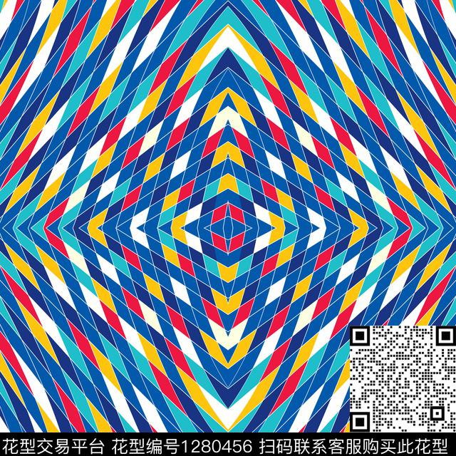 几何格子运动传统印花华亿平台下载（图片编号: 1280456） - 瓦栏（Walan）