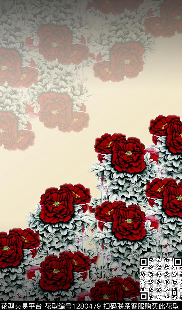 定位花传统华亿平台渐变数码印花华亿平台下载（图片编号: 1280479） - 瓦栏（Walan）