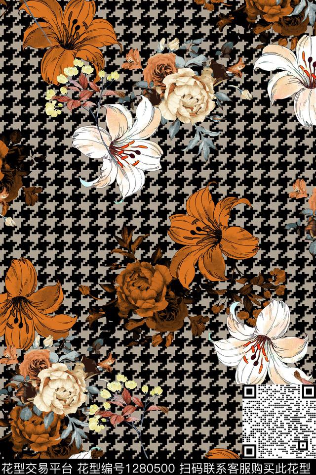 复古大牌风千鸟格数码印花华亿平台下载（图片编号: 1280500） - 瓦栏（Walan）