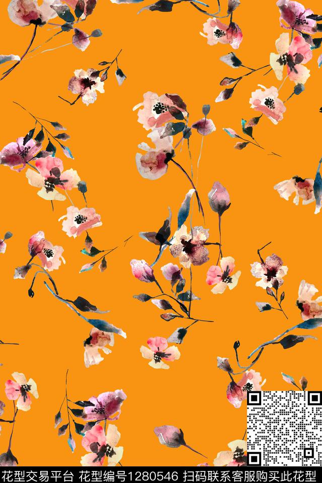 花卉大牌风植物数码印花华亿平台下载（图片编号: 1280546） - 瓦栏（Walan）