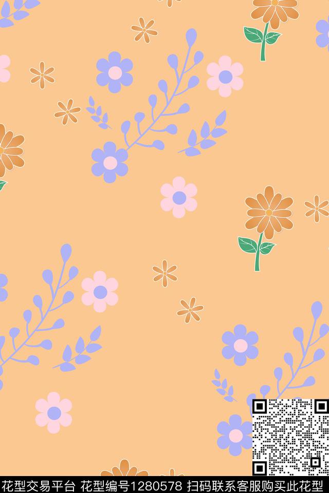 小清新淑女可爱传统印花华亿平台下载（图片编号: 1280578） - 瓦栏（Walan）