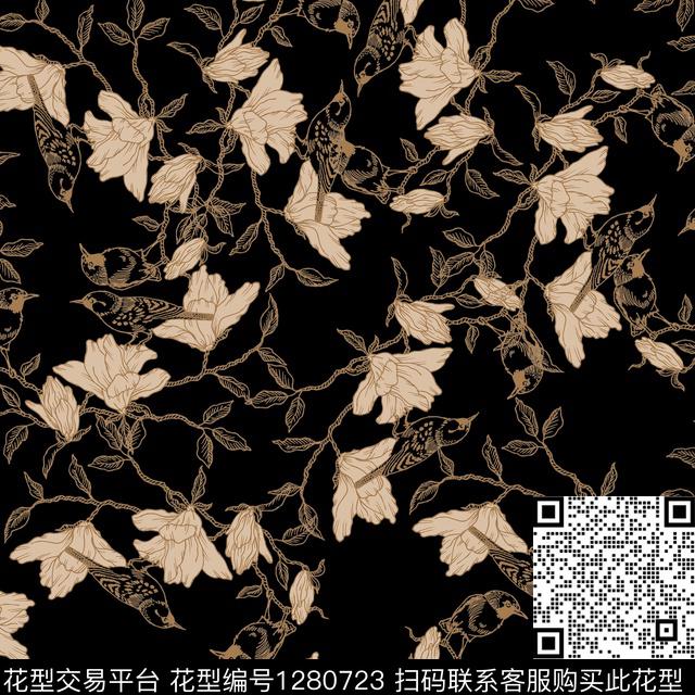 花卉大牌风小清新数码印花华亿平台下载（图片编号: 1280723） - 瓦栏（Walan）