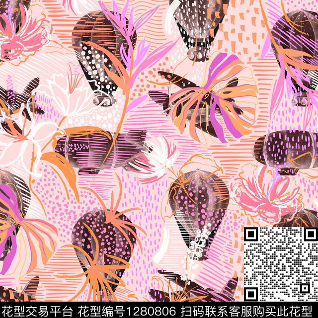 女装花卉清爽底花卉传统印花华亿平台下载（图片编号: 1280806） - 瓦栏（Walan）