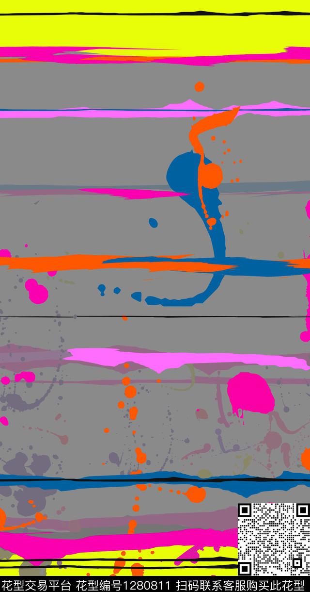 水彩大牌风抽象传统印花华亿平台下载（图片编号: 1280811） - 瓦栏（Walan）