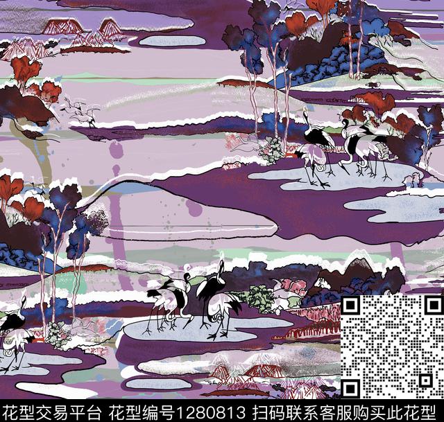 数码华亿平台水彩大牌风数码印花华亿平台下载（图片编号: 1280813） - 瓦栏（Walan）