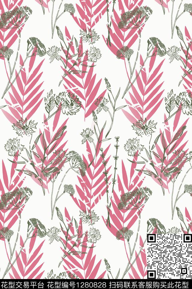 趋势华亿平台蓝色花卉数码印花华亿平台下载（图片编号: 1280828） - 瓦栏（Walan）