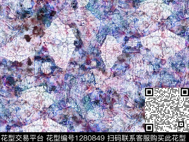 水彩地图手绘数码印花华亿平台下载（图片编号: 1280849） - 瓦栏（Walan）