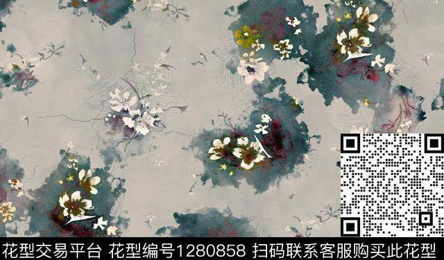 水彩花卉手绘数码印花华亿平台下载（图片编号: 1280858） - 瓦栏（Walan）
