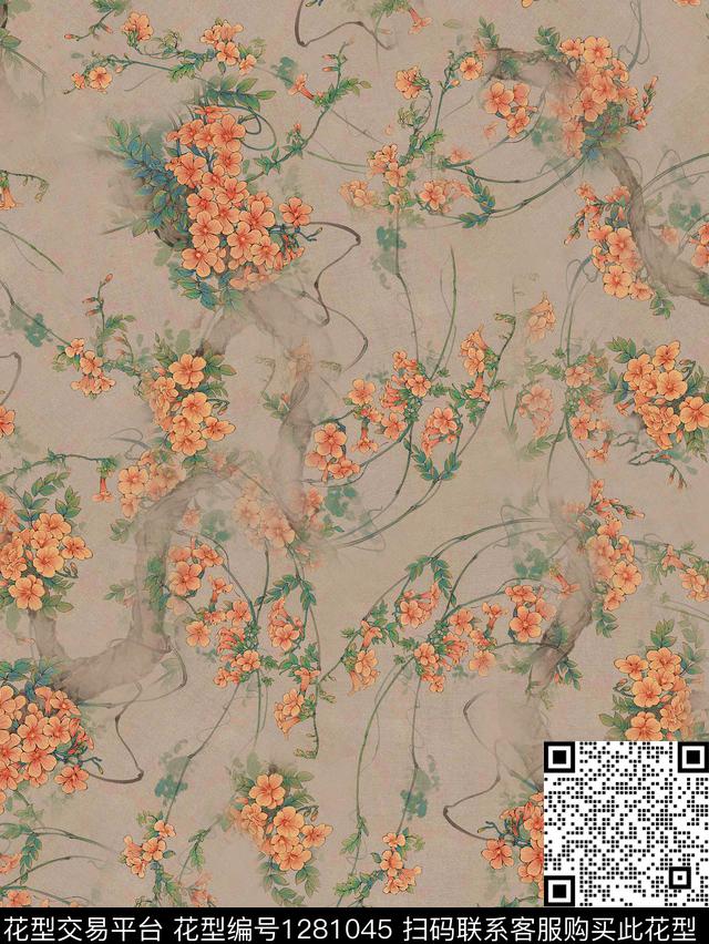 大牌风旗袍民族风数码印花华亿平台下载（图片编号: 1281045） - 瓦栏（Walan）