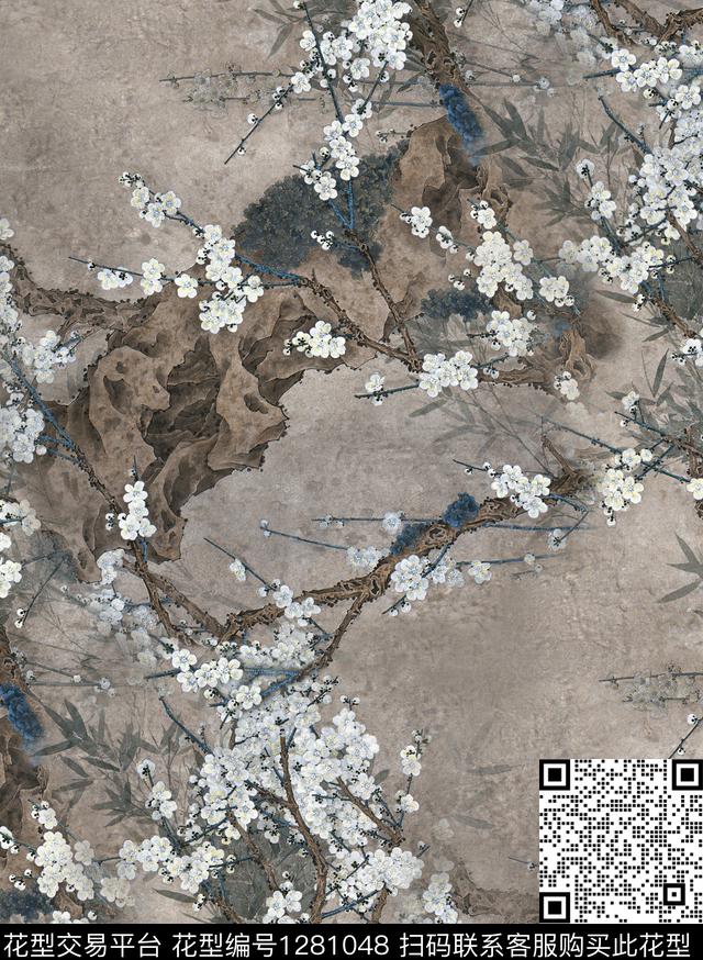 大牌风旗袍抽象数码印花华亿平台下载（图片编号: 1281048） - 瓦栏（Walan）