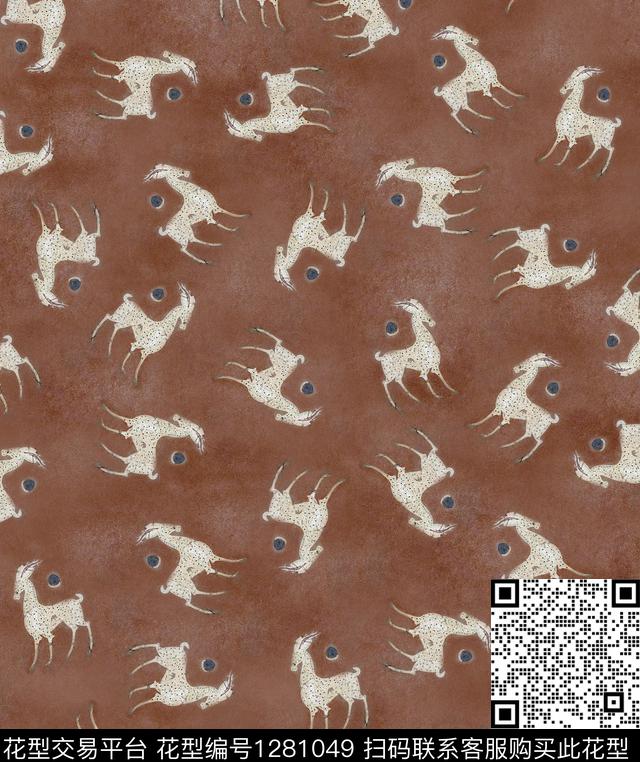 大牌风抽象定位花数码印花华亿平台下载（图片编号: 1281049） - 瓦栏（Walan）